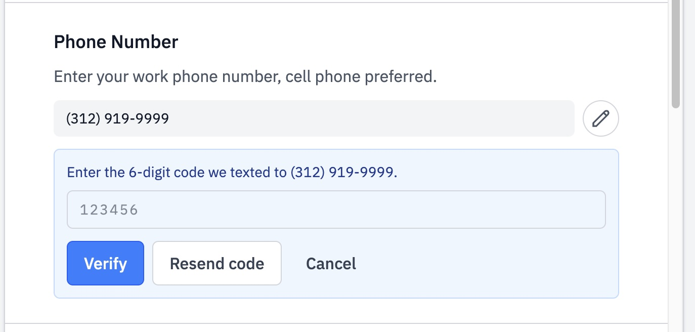 Adding and verifying a mobile number in the Gearflow profile